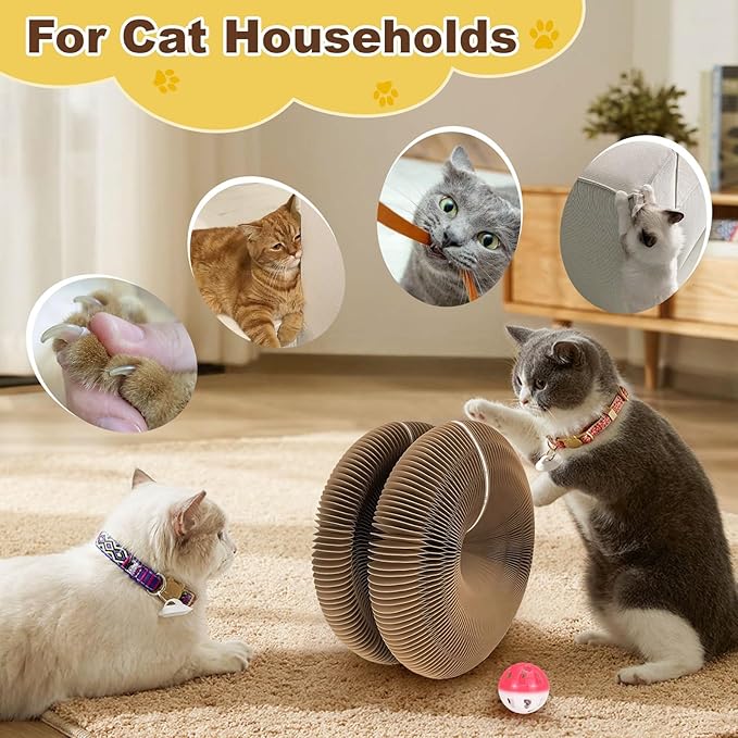 Cardboard Cat Toy, Flexible Magic Organ Cat Scratcher, Foldable & Reversible Cat Scratching Board Scratcher Pad, Interactive Cardboard Accordion Kitty Toy for Indoor Cats 2-Pack