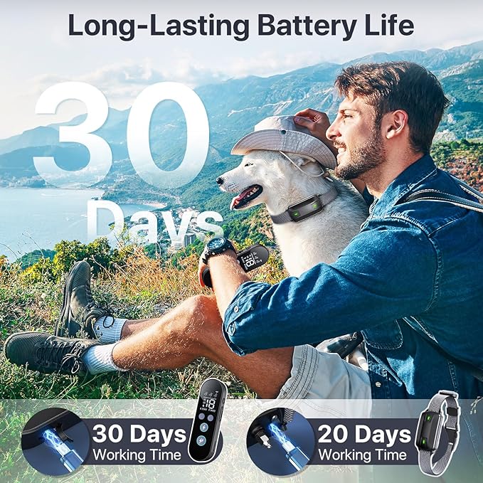 Dog Shock Collar with Remote Control, Dog Training Collar for Large Medium Dogs 40-120lbs Waterproof, Shock Collar for Dogs with Beep Vibration Security Lock (Matte Black)