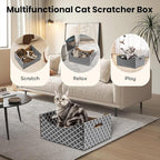 [Ultra-Large] Cardboard Cat Scratcher Box, Heavy Duty Cat Scratcher Bed with Double-Sided Scratch Pad, Sturdy and Refillable, Ideal for Scratching and Sleeping, Premium House for Indoor Cats