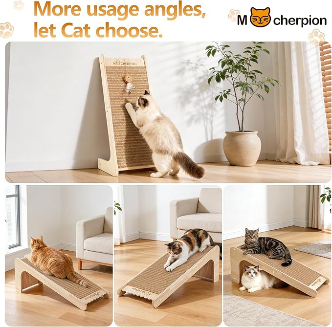 Natural Cork cat Scratching Post-Cat Scratchers- Scratch Pads for Indoor-Cats Scratching Board-cat ramp-cat Scratch Cardboard with Toy,Replaceable use-Eco-Friendly Sustainable-cat Gifts