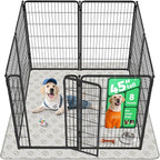 FXW Homeplus Unleashed Indoor Dog Playpen - Stress-Free and Safe Play, Heavy Duty 45 Inch 8 Panels with Washable Pee Pad for Large Dogs, Black│Patented