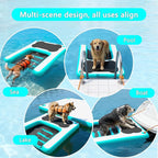 VOFiTNY Dog Pool Ramp 4.6ft x 3.3ft x 4in Inflatable Puppy Water Raft Plank Portable Pup Mat Floating Doggy Floats Ladder Boat Lake Cyan