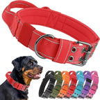 Tactical Dog Collar with Control Handle, Military Adjustable Pet Collar Reflective Heavy Metal Buckle Dog Collar, Soft Nylon Training Collar for Medium Large Dogs (Red, Large)
