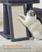Feandrea Small Cat Tree, Cat Tower Condo, Scratching Ramp, Large Top Perch, Cave, 20.1 x 15.4 x 18.3 Inches, Dark Gray UPCT010GS02S