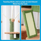 Hey-brother Cat Tree, 53 inch Cat Tower for Indoor Cats, Cat House with Padded Platform Bed, Toy Balls, Large Cozy Condo, Hammocks and Sisal Scratching Posts, Cactus MPJ019SCA
