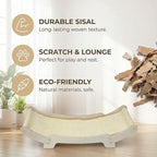 Sisal Cat Scratcher Bed for Indoor Cats Hammock for Scratching Pad Cat Chair Nartural Sisal Scratch Post for Large Cats Scratcher Lounge, Wooden Cat