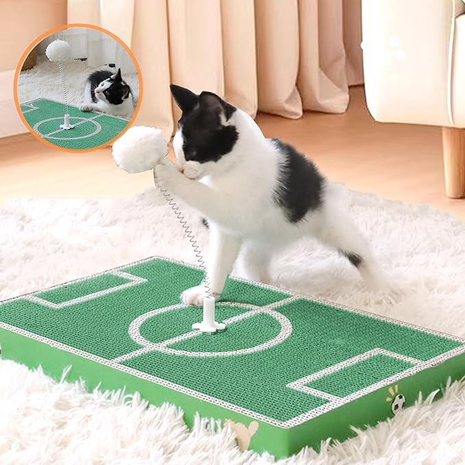 11"x17"Cat Scratcher Board and Cat Bed with Soccer Ball Field Design Cardboard for Indoor Cats Cardboard pad Sleep Play and Grind Claws