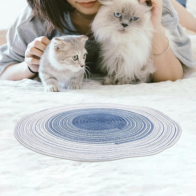 DOITOOL 2pcs Indoor Cat Scratching Pads Cotton Rope Kitten Claw Grinding Mat Reusable Scratch Board for Summer Use