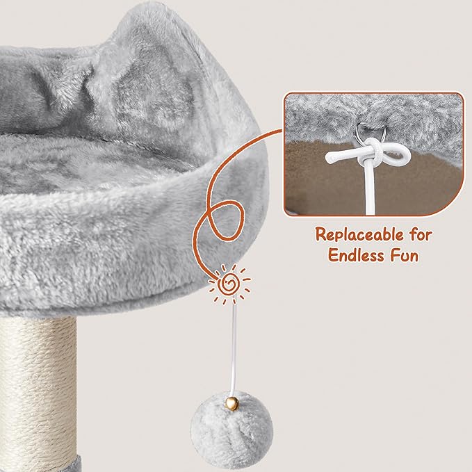 Topeakmart Cat Tower Cat Tree, 76 Inches Plush Cat House with Condos Perches Raised Edge as Cats Activity Center