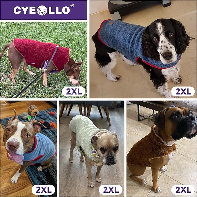 cyeollo Warm Dog Coat Sherpa Dog Winter Coat, Reversible Fleece Dogs Jackets Sweater Vest for Medium Large Dogs Female, Soft Cold Weather Pet Clothes, Rose Red XXL