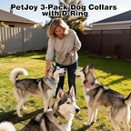 PetJoy Replacement Strap for E-Collar with Reflective Strip & D-Ring – 3 Pack Adjustable Nylon Collar Band for Small, Medium & Large Dogs