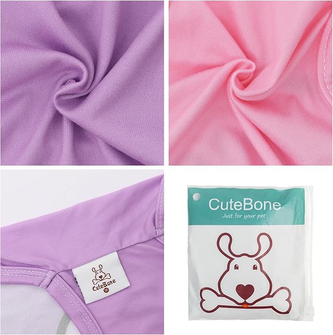 CuteBone Dog Shirts 2-Pack Soft Pet Clothes Breathable Summer Vest for Small Puppy and Stretchy Cat Apparel 2BX21L-D