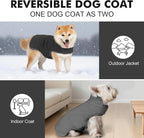 cyeollo 3XL Dog Coat, Fleece Sherpa Winter Sweater Coats, Turtleneck Dog Jacket Vest for Large Dogs with Leash Hole, Soft Reversible Pet Coats for Cold Weather, Dark Grey XXXL