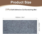 uxcell Self-Adhesive Cat Scratching Mat, 2 Rolls 39.4" x 15.8" Couch Protector from Cat Claws for DIY Sofa, Wall, Doors, Cut Anti Cat Scratch Pad Carpet Mat, Light Gray