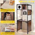 Aivituvin Cat Tree, 68-Inch Cat Tower for Indoor Cats, Wood Cat Condo Furniture with Litter Box Enclosure, 2-in-1 Modern Cat Tower