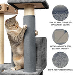 Furhaven Wrap Around Scratching Post Cover for Indoor Cats, Fits Posts Up to 3.5" Diameter, Durable & Less Mess - Tiger Tough Carpet Scratch Mat - Gray, Small