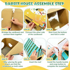 22.7'' x 13'' x 12.6'' Cardboard Bunny Hideout with Scratcher, Cardboard Cat House, Milk Carton Pineapple Room, Playhouse for Small Animals