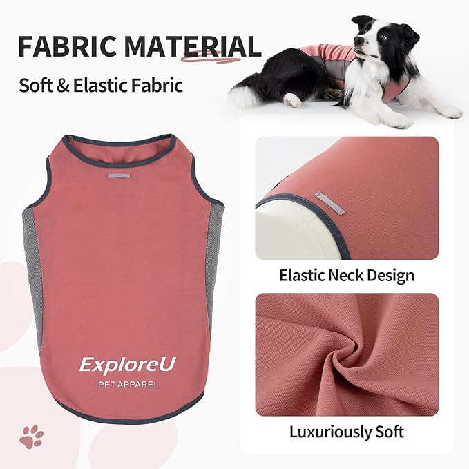 Dog Shirt, Cooling Vest Lightweight Breathable, Dog T-Shirts All-Season UV Protection Pet Clothes Quick Dry Soft Stretchy Pet Shirt Vest for Small Medium Large Dogs (Brier Rose 1PC, Medium)