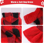 Dog Sweater Fleece Dog Hoodie Winter Puppy Clothes for Small Dogs Boy Girl Pet Cold Weather Doggie Coats Fall Doggy Sweatshirt for Chihuahua Yorkie Cat Sweater Costume, Red Plaid, M