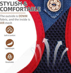 PUPTECK Dog Harness and Leash Set for Small Medium Dogs No Pull Step-in Soft Mesh Puppy Cat Vest Harnesses Reflective at Night, Denim NavyBlue L