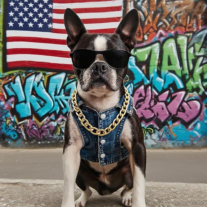 Cool Dog Jean Jacket Vest with D-Ring Blue Denim Dogs Outfits for Small Medium Dogs Cats Boy Male Dog Clothes Costume Dogggie Puppy Harness Coat for Frenchie Walking(Blue with D-Ring,XXL)