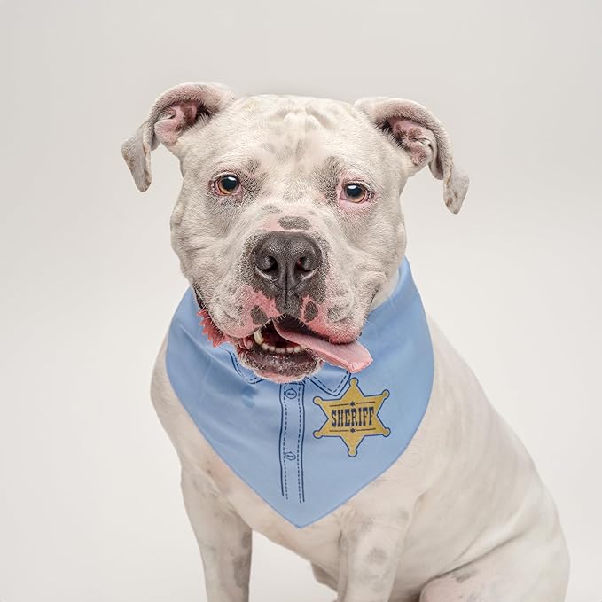 Sheriff Dog Bandana | Professions Halloween Costume | 100% Cotton Triangle | Made in USA | Police Theme | Parade Party | Trick or Treat | Matching Set | Assorted Sizes | Baby Blue X-Small (1153)