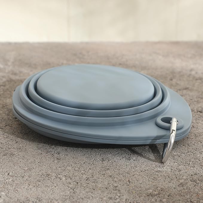 Gibson Home WanderHound 11.8 Inch Collapsible Double Silicone Pet Bowl Set with Carabiner Clip – BPA-Free, Dishwasher Safe, Foldable Food & Water Travel Bowls for Dogs – Hiking, Camping & Everyday Use