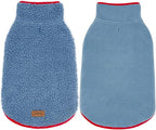 cyeollo Fleece Dog Jacket Sherpa Cozy Winter Dog Sweaters Reversible Pet Clothes Warm Cold Weather Coats for Small Dogs, Blue XL