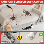 Living Room High Stretch Sofa Cover Pets Dogs Friendly, Cat Scratch Furniture Protector - Anti-Slip, Waterproof Sofa Cover to Keep Cats Off, Anti-Scratch Couch Cover for Pets and Kids 150"X91"Khaki
