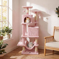 PETSITE 57-inch Modern Cat Tree, Multi-Level Cat Tower with 2 Comfy Condos, Sisal Scratching Posts, Plush Top Perch, Snug Hammock, and Dangling Balls, Ideal for Indoor Cats and Kittens (Pink)