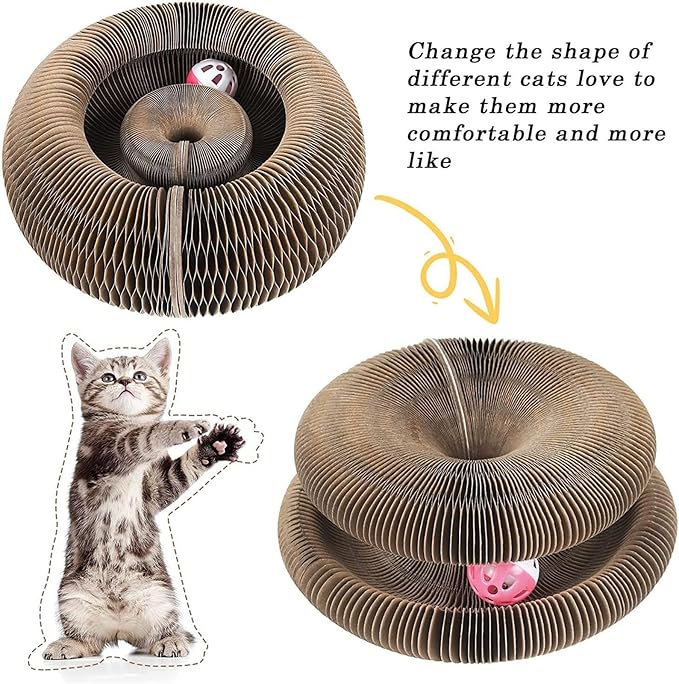 Cat Scratcher, Cat Toy, Magic Organ Cat Scratching Board with Ball Adventure Interactive Mental Physical Exercise for Indoor Cats Foldable Toy (2pcs)