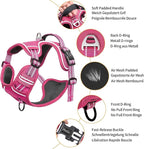 HEELE Dog Harness for Large Dogs No Pull Dog Vest Harness for Large Dog with Soft Padded Handle Reflective for Outdoor Training, Rose(Matching Trim), L