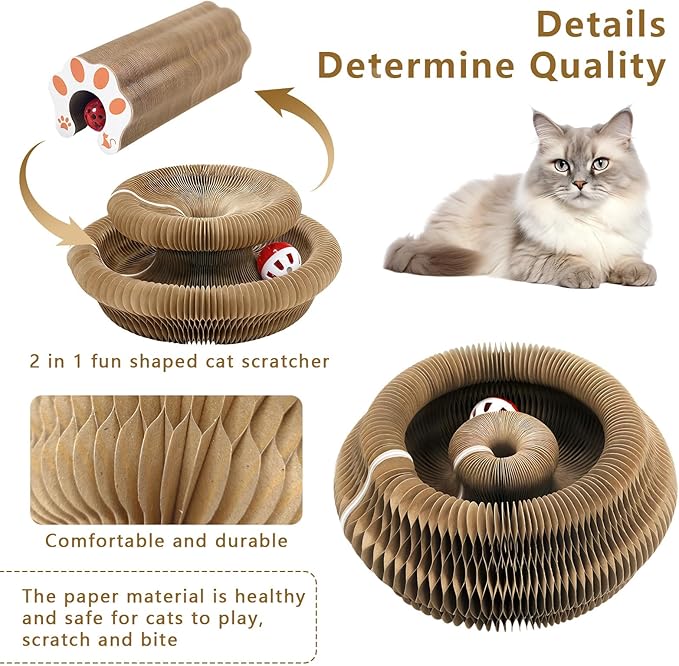 SEPAZON Kitlty Cat Toys Kurliz Cat Scratcher, Magic Organ Cat Scratching Board, Recyclable Cardboard Scratch Pad for Bored Indoor Cats Accordion Interactive Toys for Pet Claw Care