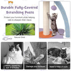 PETSITE Small Cute Cat Tree, 19 Inches Modern Cat Tower for Indoor Cats with Top Perch, Scratching Post, Ladder, Blue Purple