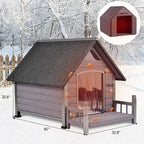 Dog House Outdoor with Insulated Liner, Winter Dog Kennel for Small Mediun Dogs with Anti-Biting Metal Iron Frame, Heated Dog House 100% Insulated
