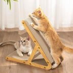 A-Frame Cat Scratching Board, Recycled Cardboard & Wood Frame, Dual-Sided Vertical Horizontal Cat Scratcher for Indoor Kittens, Space-Saving Furniture Protector for Sofa Walls-Light Wood, Small
