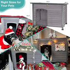 Aivituvin Dog House with Insulated Liner, Heated Outdoor Indoor Weatherproof Dog House for Winter, Suitable for Small & Medium & Large Dogs with Unique All-Around Iron Frame(Grey)