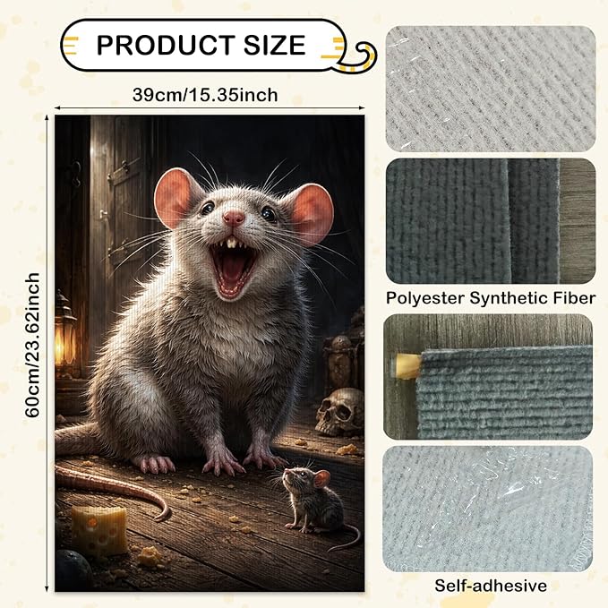 Nuxovilar Cat Wall Scratcher 15.3x23.6 Inches Polyester Synthetic Fiber, Large Rat & Small Mouse Print, wall scratchers for Indoor Cats, cat Scratch pad, Home Decor, Basement, Garage (2pcs)