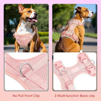 Wisedog Dog Harness Medium Sized, Pet Vest with Front Clip, Adjustable Puppy Harness with 3 Fast Release Buckles[Easy to Put on & Take Off] (Pink, L)