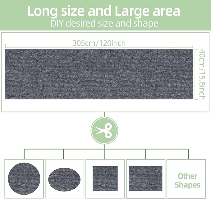 Cat Scratch Mat 120"x15.8",Cat Scratch Carpet Trimmable Self-Adhesive Cat Scratch Pad,Decorative Cat Tree Shelf，Cat Wall，Cat Scratching Post,Cat Couch Protector(Grey)