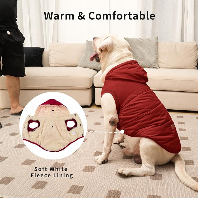 Fleece Lining Extra Warm Dog Hoodie in Winter,Small Dog Jacket Puppy Coats with Hooded,Red XS