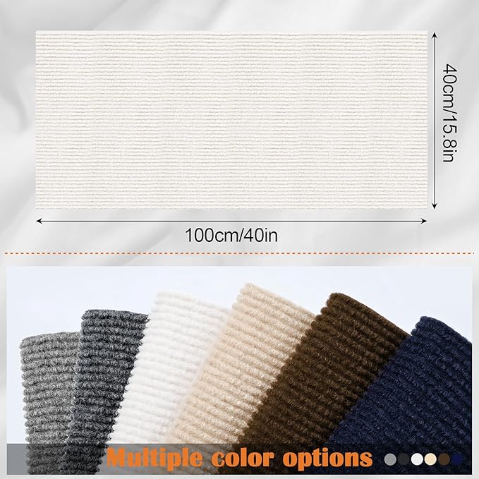 Cat Scratch Furniture Protector - 40" x 15.8" Trimmable Self-Adhesive Cat Claws Scratching Pads, Sisal DIY Climbing Couch Protector for Scratch Post Cats Tree Replacement Indoor (Cream White)