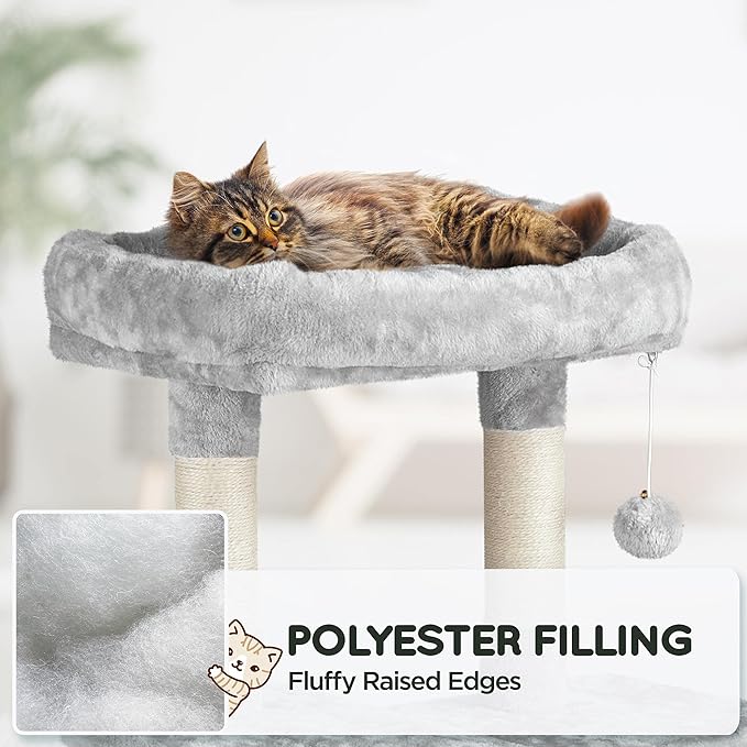 Topeakmart 63in Cat Tree, Large Cat Tower Furniture with Cat Condo, Padded Platform & Sisal-Covered Scratching Post, Stable Cat Tower Pet Play House