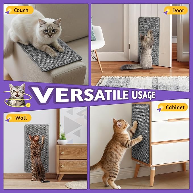 ENONCI Corner Cat Scratcher Wall Mounted for Indoor Cats, Cat Scratcher Pad for Door Frame, 19.6X9.8 Inch Anti Cat Scratch Door Furniture Protector for Couches and Walls