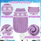 Warm Winter Pink Dog Sweater - Cold Weather Pet Clothes for Small Medium Large Dogs Indoor Outdoor, Soft Classic Knit Puppy Apparel Coat, Purple, XS