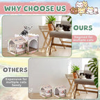 2 Story Cardboard Cat House with Scratcher Pad for Small Kitten,17x12x10 Multi Level Durable Cat Condo & Villa for Bunny Rabbit Small Animals Christmas Birthday Gift(17x12x10,Cottage)