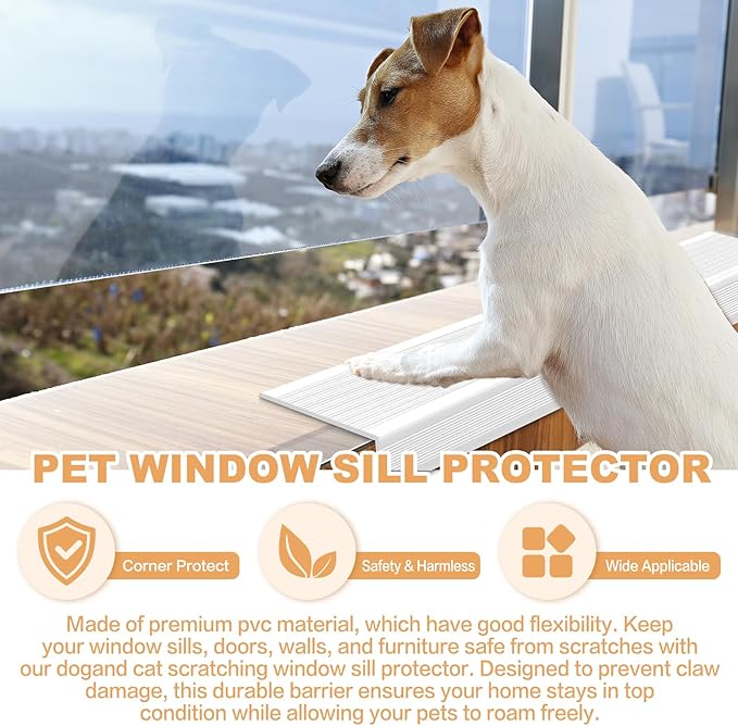 Dog Cat Scratching Window Sill Protector, Self-Adhesive Anti-Scratch Guard for Walls, Furniture - Slip Resistant Pet Shield