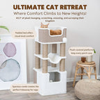 TRIXIE Lucano XXL Cat Tree, 43.3 -in Cat Tower with 8 Jute Scratching Posts, Hammock & Plush & Sisal Covered Condo, Sturdy Base, Interactive Pom-Poms, Indoor Furniture for Climbing & Relaxation, Brown