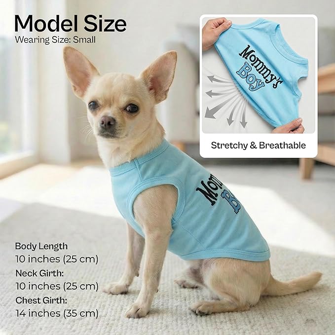 Parisian Pet 2 Pack Dog Shirts – 100% Cotton Shirts for Small Dogs Boys – Sleeveless Mommy’s Love Dog Clothes – Breathable and Lightweight Pet Apparel - Stretchy Summer T Shirts for Dogs