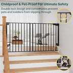 Cumbor 35.1–55" No Bottom Bar Baby Gate for Stairs, 2-in-1 Auto Close Dog Gate Indoor, Hardware Mounted Wide Pet Gate for Doorways with Large Walk Thru Door, Child-Proof Safety Gate for Kids (Black)